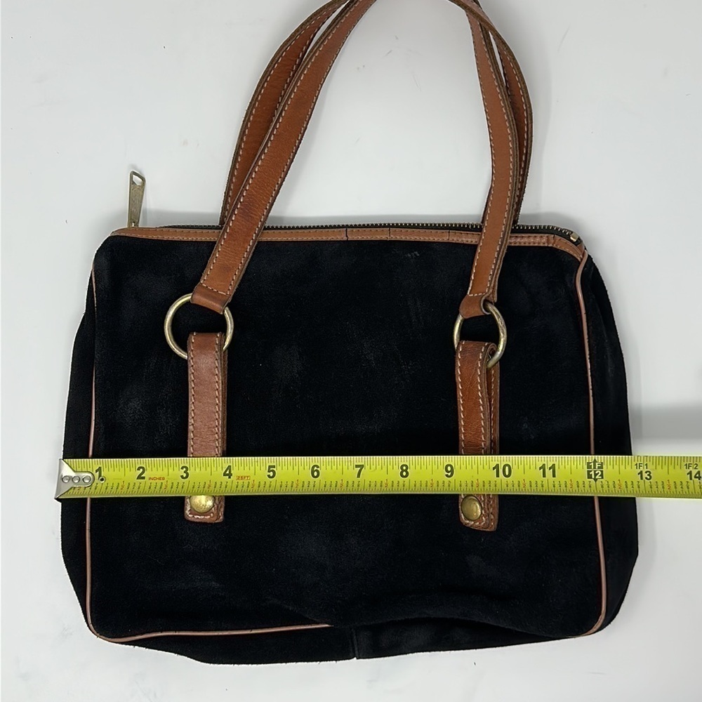 Ronay Black Suede Vintage Satchel Purse - Picture 6 of 11